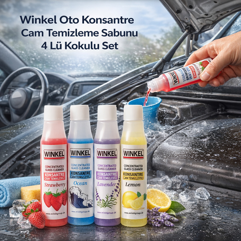 Winkel Oto Konsantre Cam Temizleme Sabunu 4 L� Kokulu Set