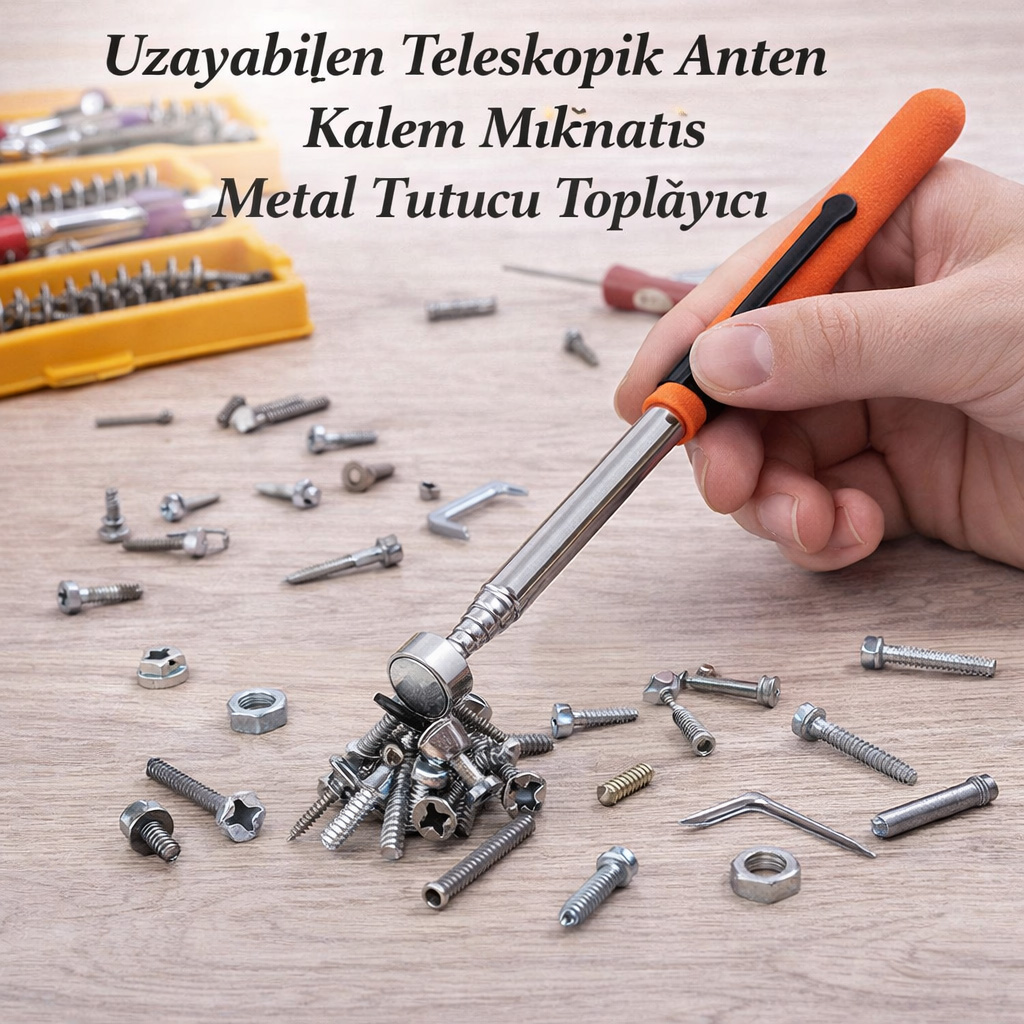 Uzayabilen Teleskopik Anten Kalem M�knat�s Metal Tutucu Toplay�c�