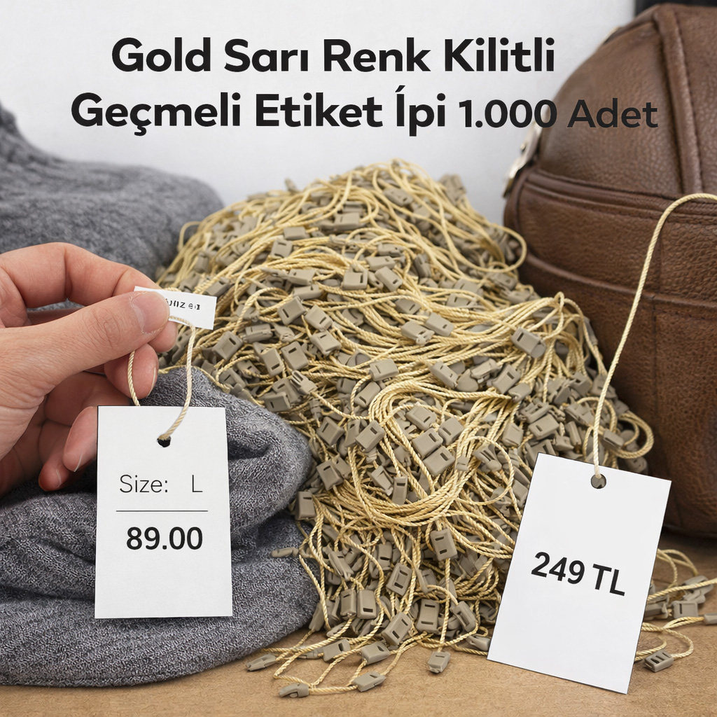 Gold Sar� Renk Kilitli Ge�meli Etiket �pi 1.000 Adet