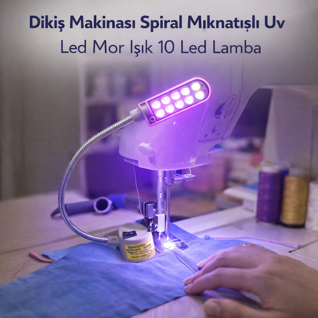 Diki� Makinas� Spiral M�knat�sl� Uv Led Mor I��k 10 Led Lamba