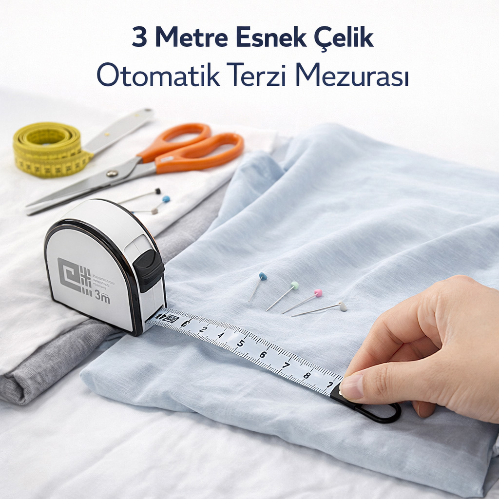  3 Metre Esnek �elik Otomatik Terzi Mezuras�