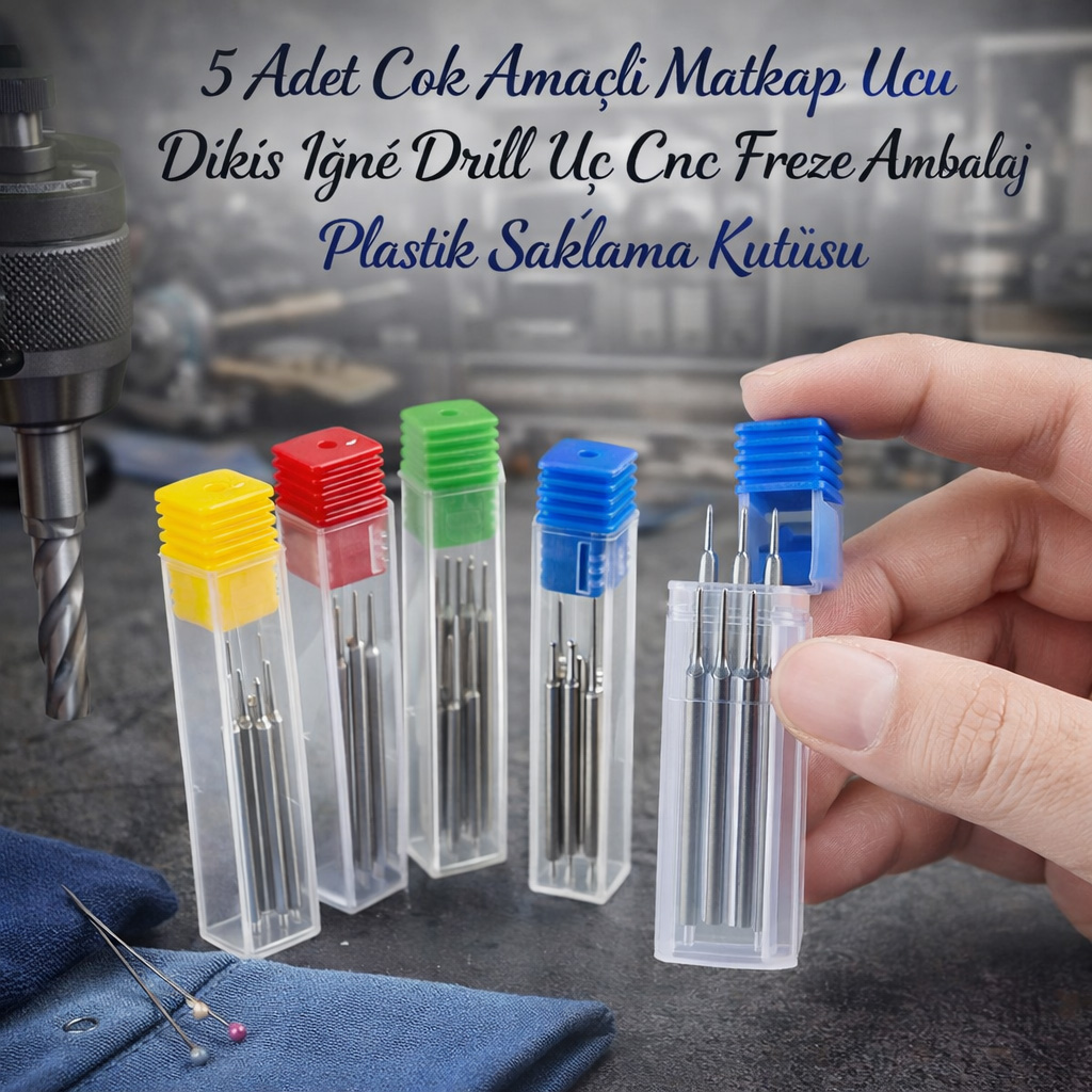 5 Adet �ok Ama�l� Matkap Ucu Diki� ��ne Drill U� Cnc Freze Ambalaj Plastik Saklama Kutusu