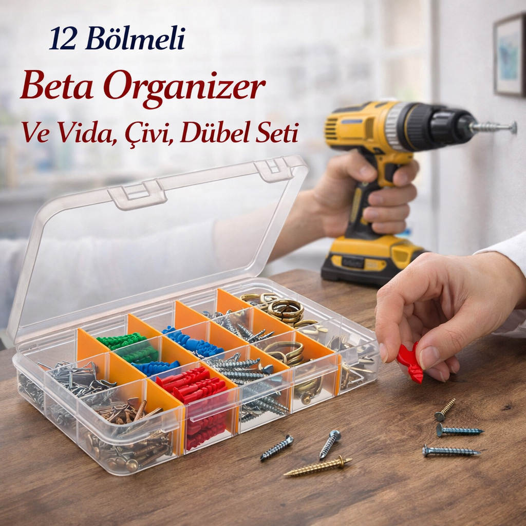 12 B�lmeli Beta Organizer Ve Vida, �ivi, D�bel Seti