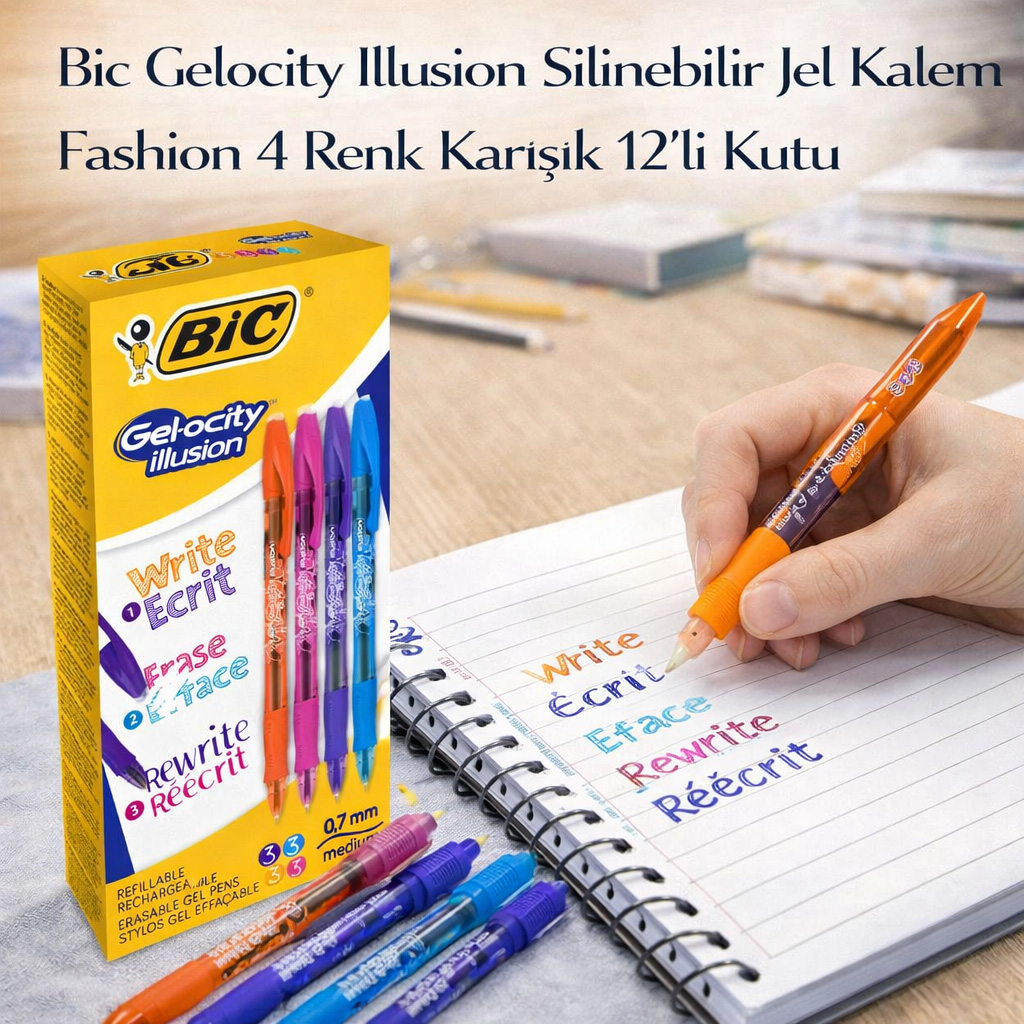 Bic Gelocity Illusion Silinebilir Jel Kalem Fashion 4 Renk Kar���k 12�li Kutu
