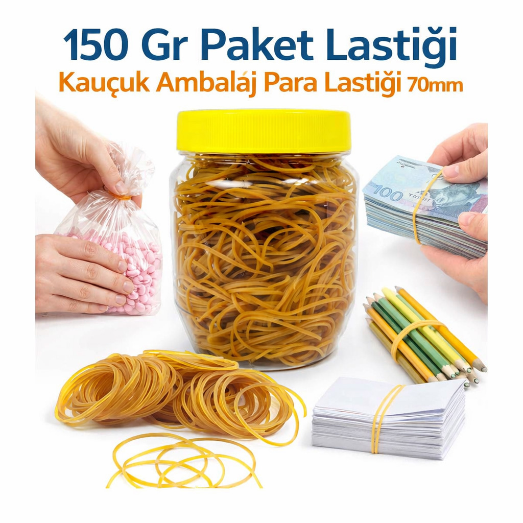 150 Gr Paket Lasti�i Kau�uk Ambalaj Para Lasti�i 70mm
