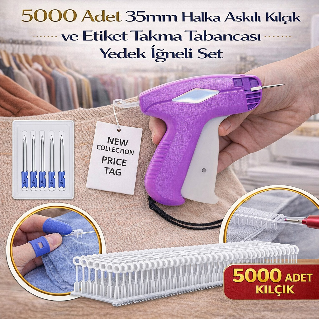 5000 Adet 35mm Halka Ask�l� K�l��k ve Etiket Takma Tabancas� Yedek ��neli Set