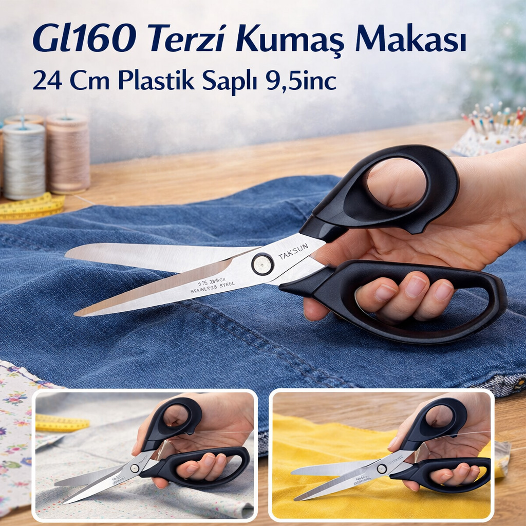 Gl160 Terzi Konfeksiyon Tekstil Kuma� Kesim Makas� 24 Cm Plastik Sapl� 9,5inc