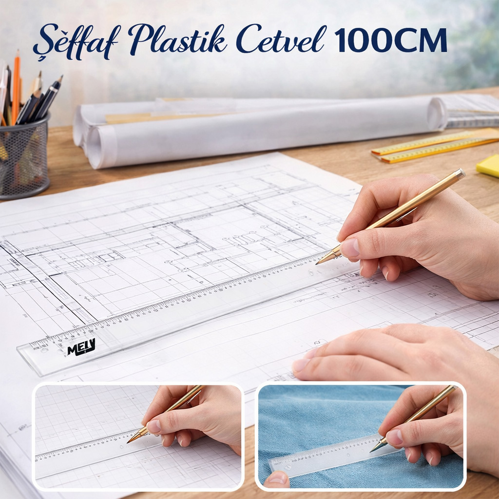 �effaf Plastik Cetvel 100CM