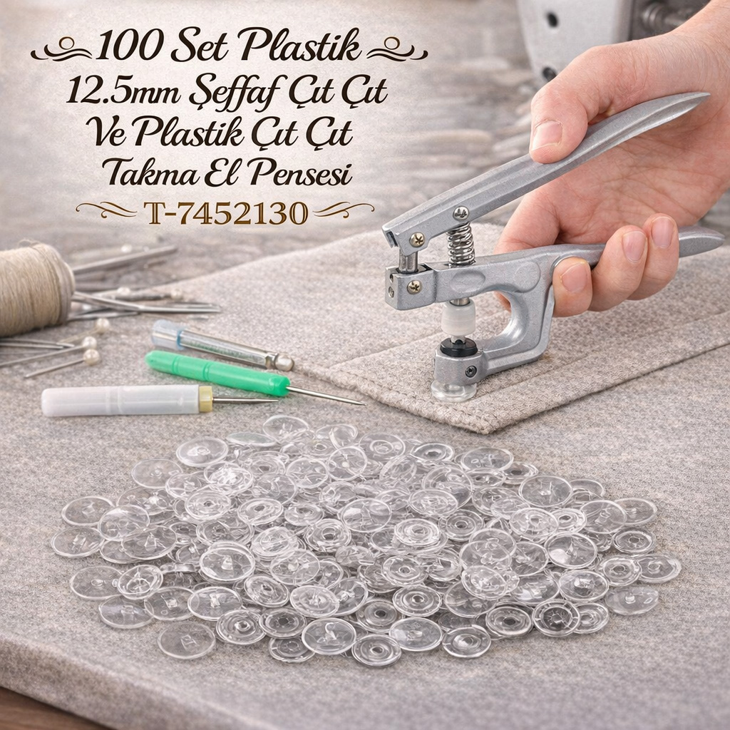 100 Set Plastik 12.5mm �effaf ��t ��t Ve Plastik ��t ��t Takma El Pensesi