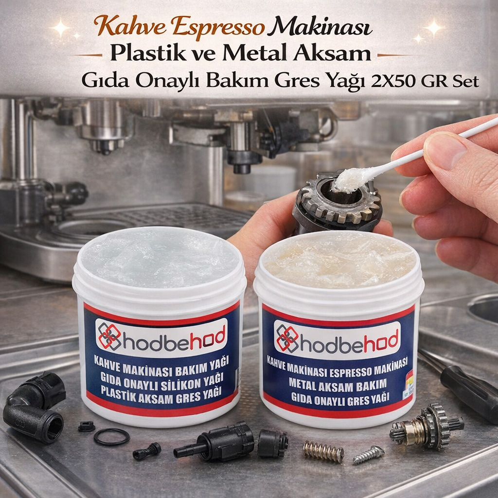 Kahve Espresso Makinas� Plastik ve Metal Aksam G�da Onayl� Bak�m Gres Ya�� 2X50 GR Set