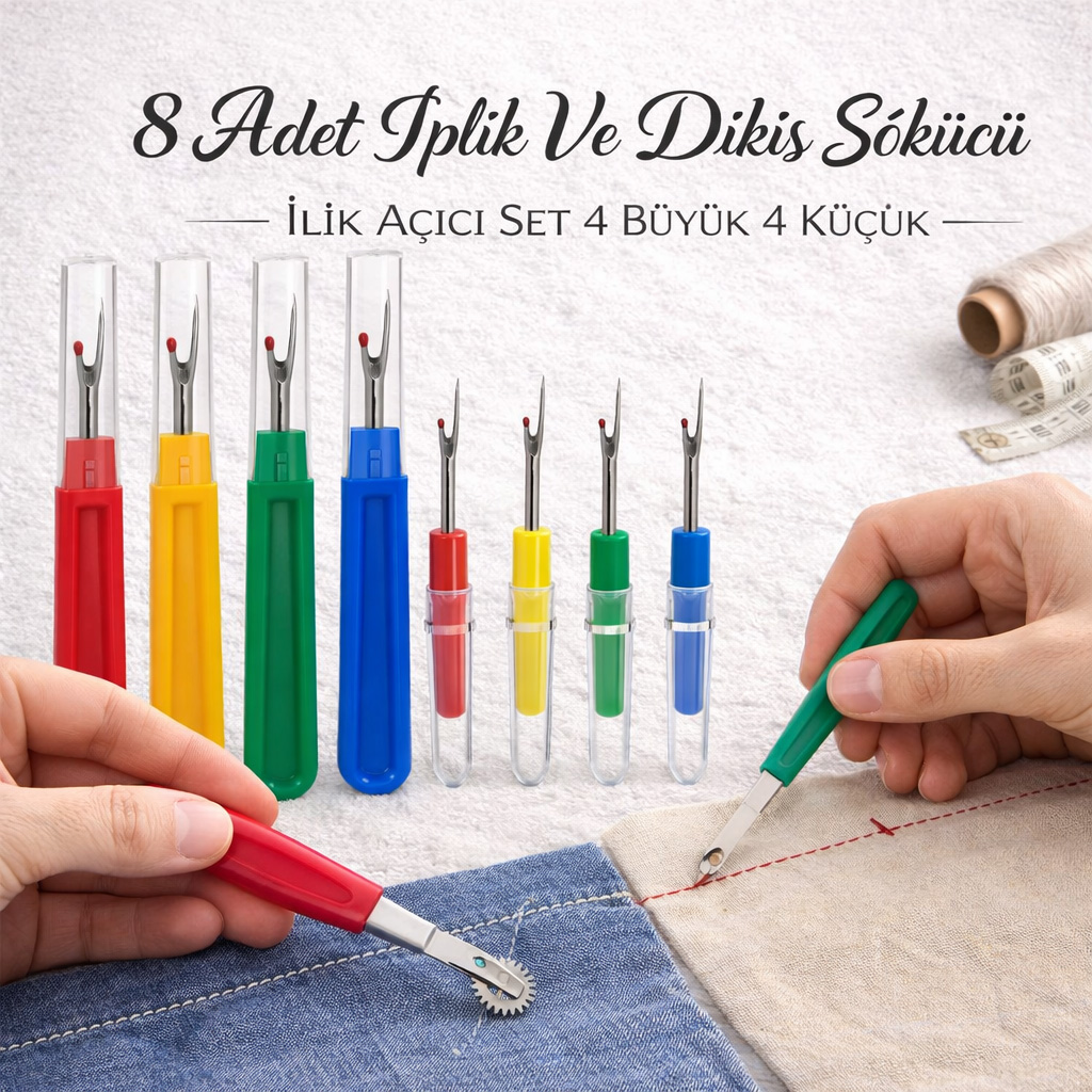 8 Adet �plik Ve Diki� S�k�c� �lik A��c� Set 4 B�y�k 4 K���k