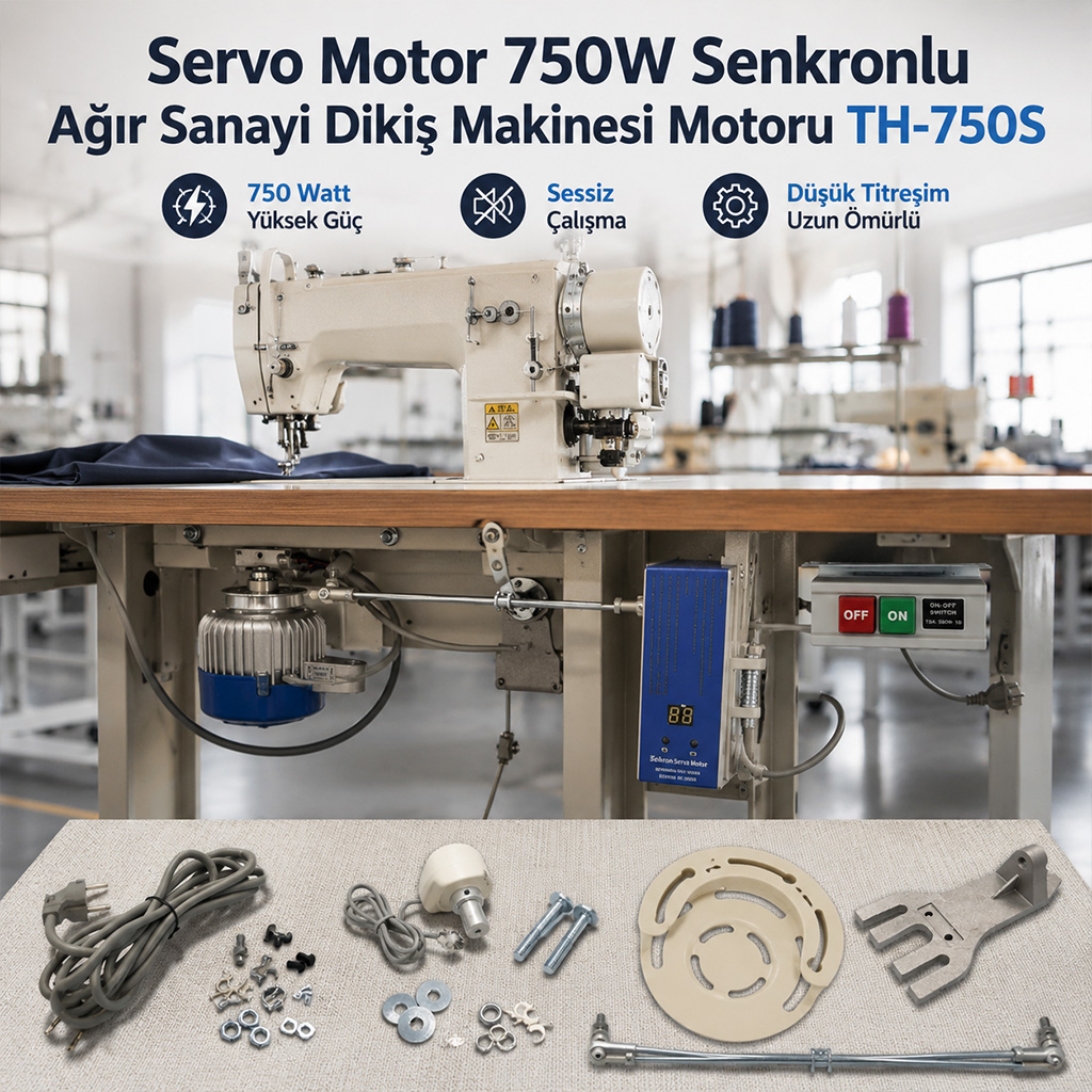 Servo Motor 750W Senkronlu A��r Sanayi Diki� Makinesi Motoru TH-750S