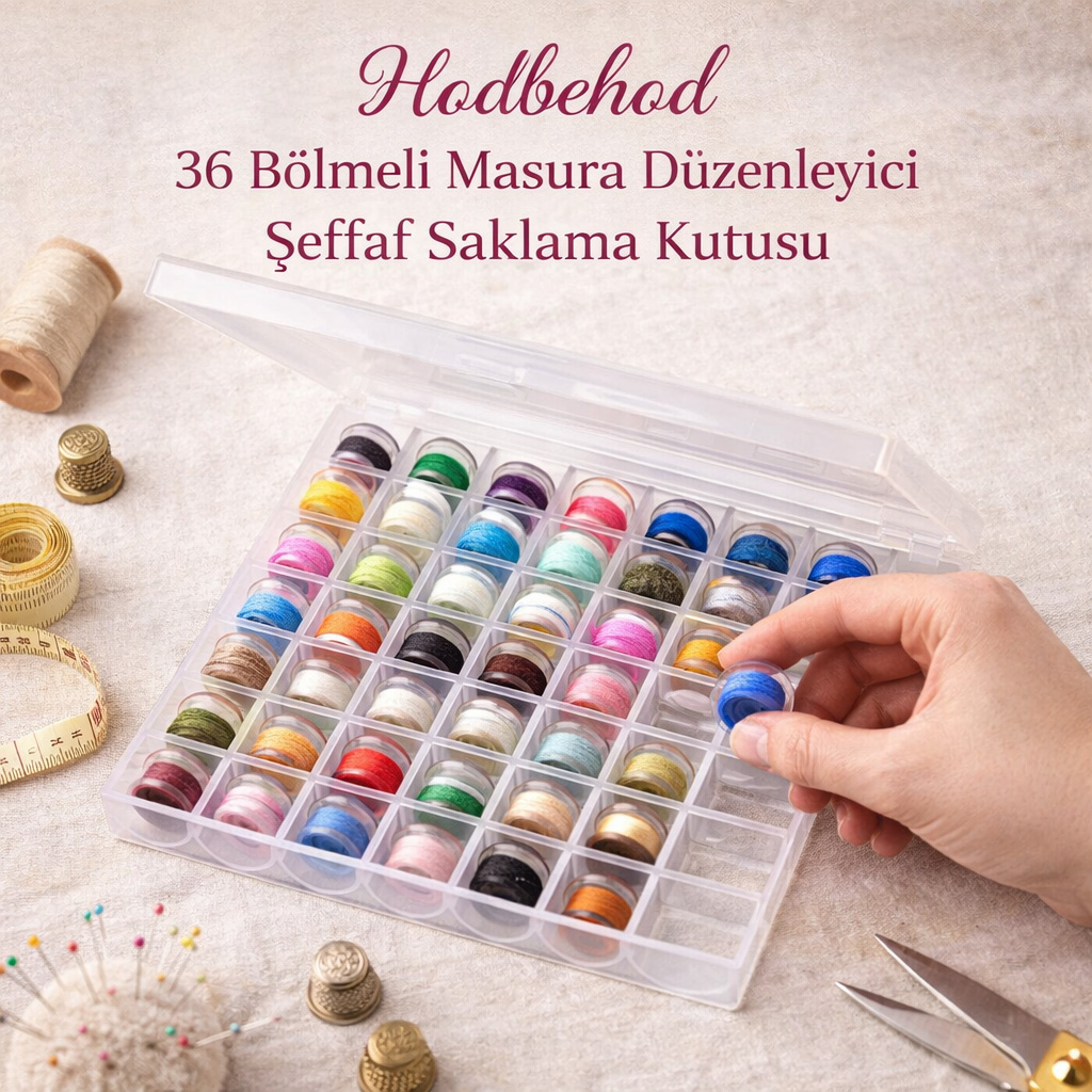 Hodbehod 36 B�lmeli Masura D�zenleyici �effaf Saklama Kutusu