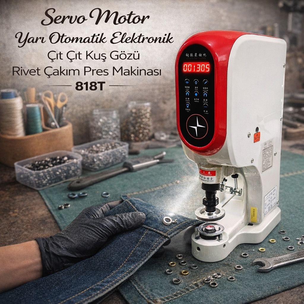 Servo Motor Yar� Otomatik Elektronik ��t ��t Ku� G�z� Rivet �ak�m Pres Makinas� 818T