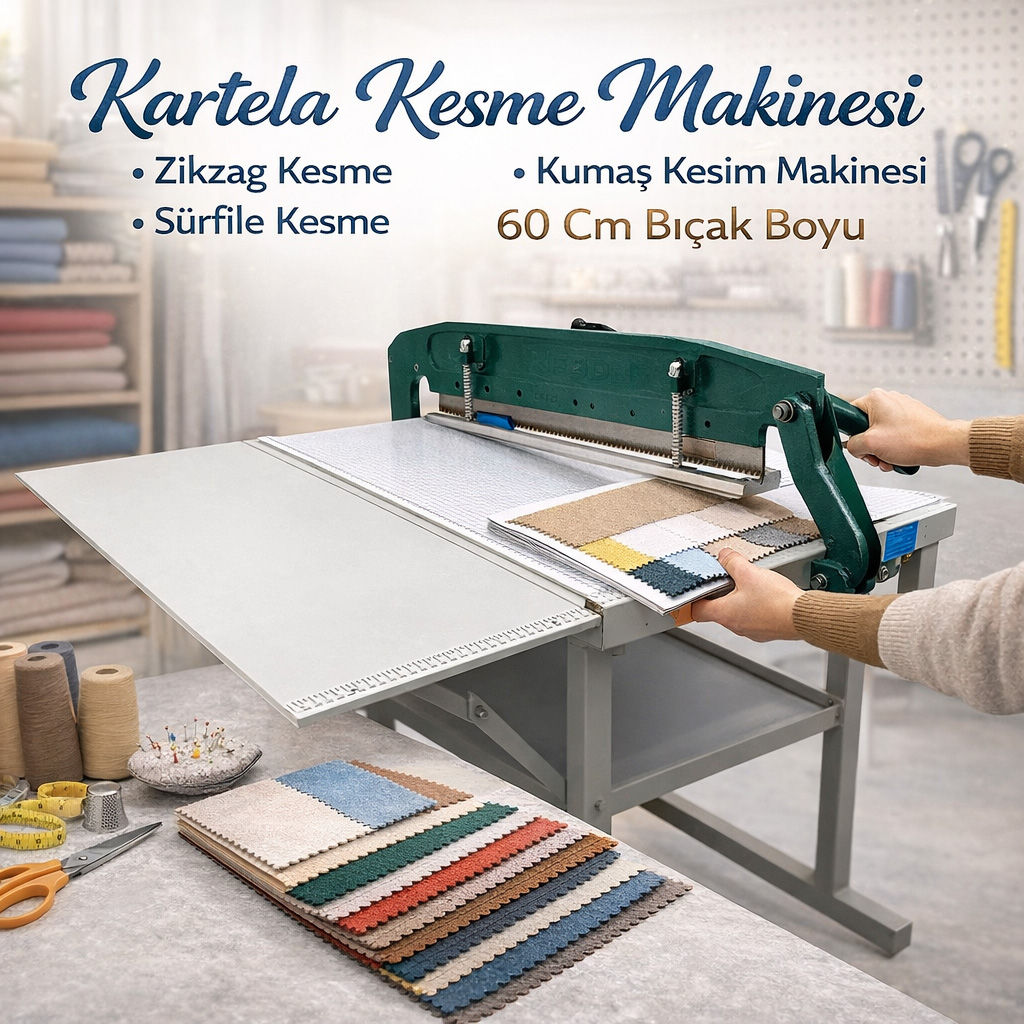 Kartela Kesme Makinesi Zikzag Kesme S�rfile Kesme Kuma� Kesim Makinesi 60 Cm B��ak Boyu
