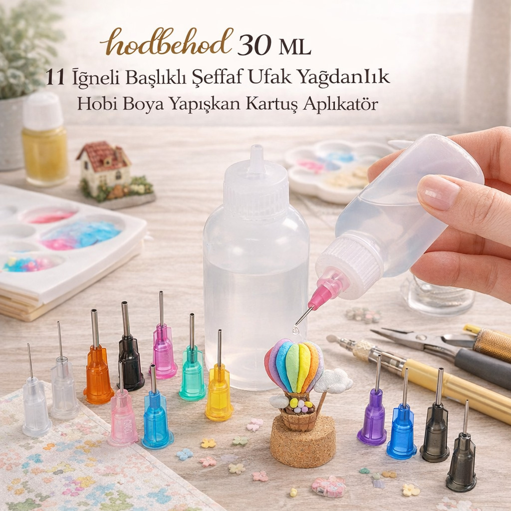 30 ML 11 ��neli Ba�l�kl� �effaf Ufak Ya�danl�k Hobi Boya Yap��kan Kartu� Aplikat�r