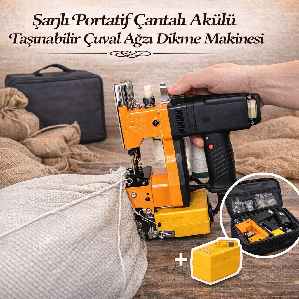 �arjl� Portatif �antal� Ak�l� Ta��nabilir �uval A�z� Dikme Makinesi