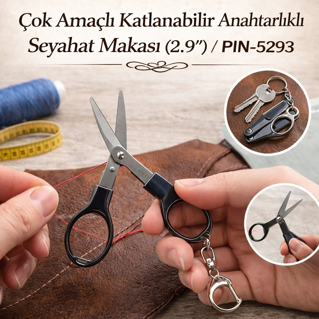 �ok Ama�l� Katlanabilir Anahtarl�kl� Seyahat Makas� (2.9") / PIN-5293