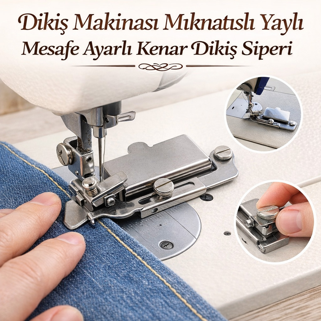 Diki� Makinas� M�knat�sl� Yayl� Mesafe Ayarl� Kenar Diki� Siperi