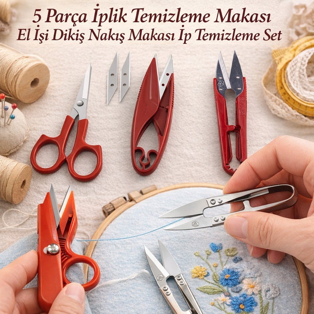 5 Par�a �plik Temizleme Makas� El ��i Diki� Nak�� Makas� �p Temizleme Set