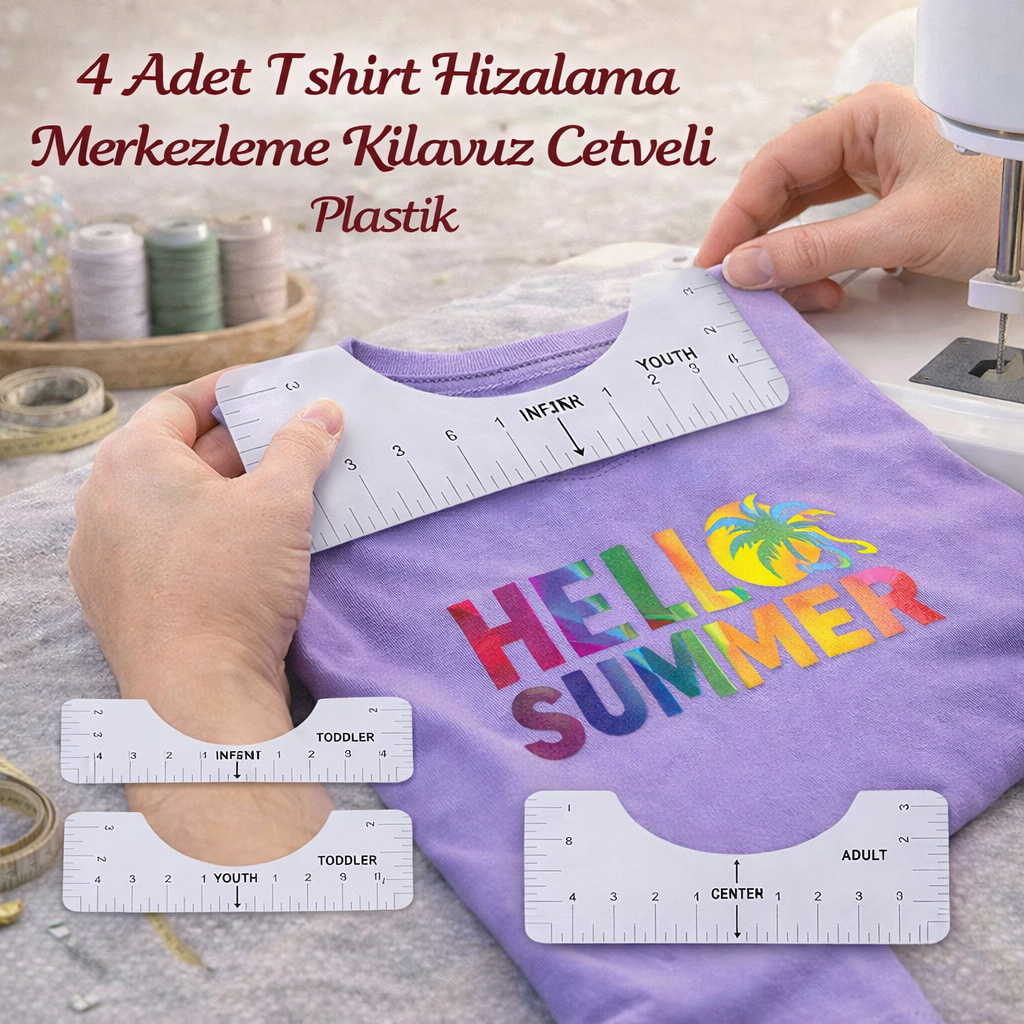 4 ADET T-Shirt Hizalama Cetvel Craft Cetvel PVC T-Shirt �l��m cetveli
