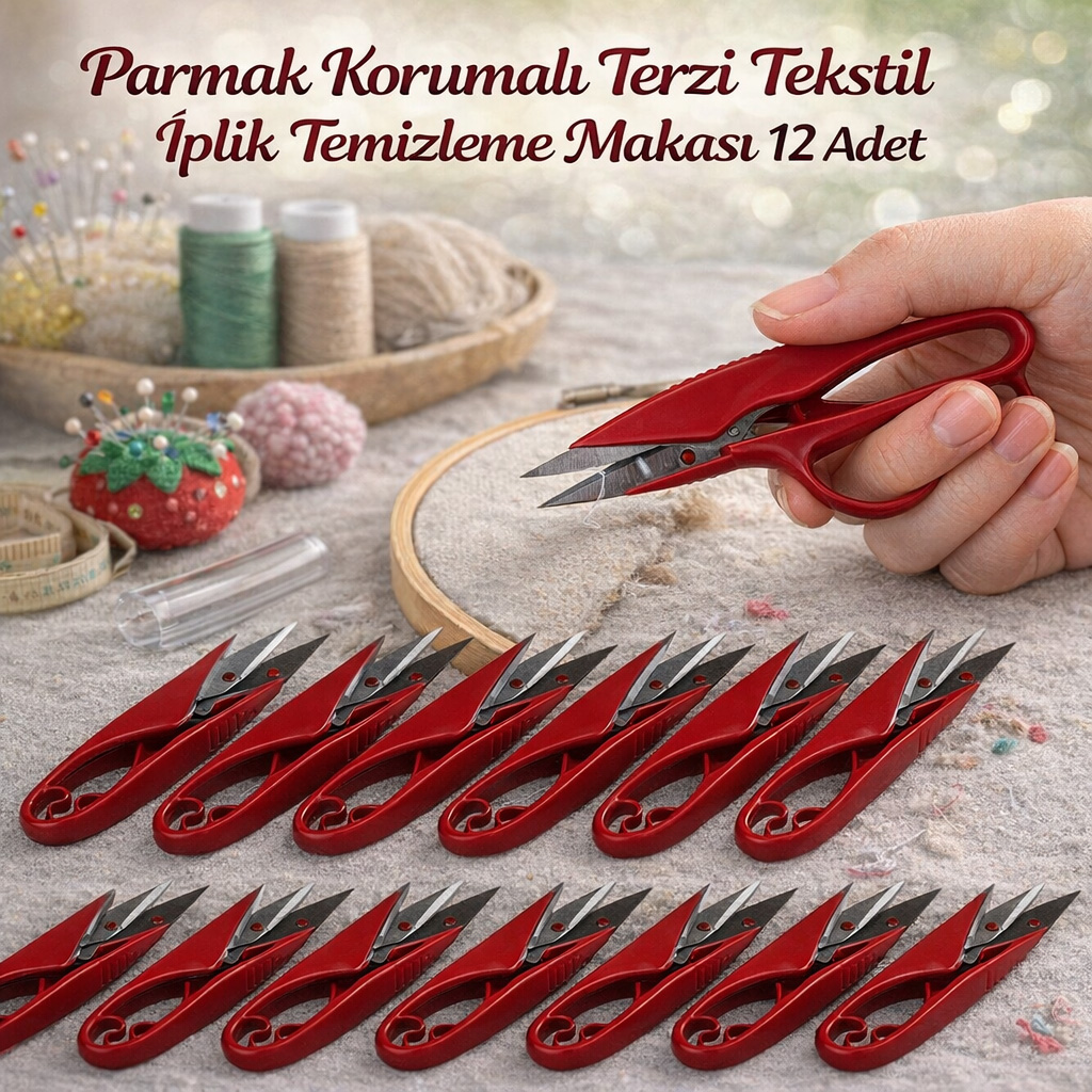 Parmak Korumal� Terzi Tekstil �plik Temizleme Makas� 12 Adet