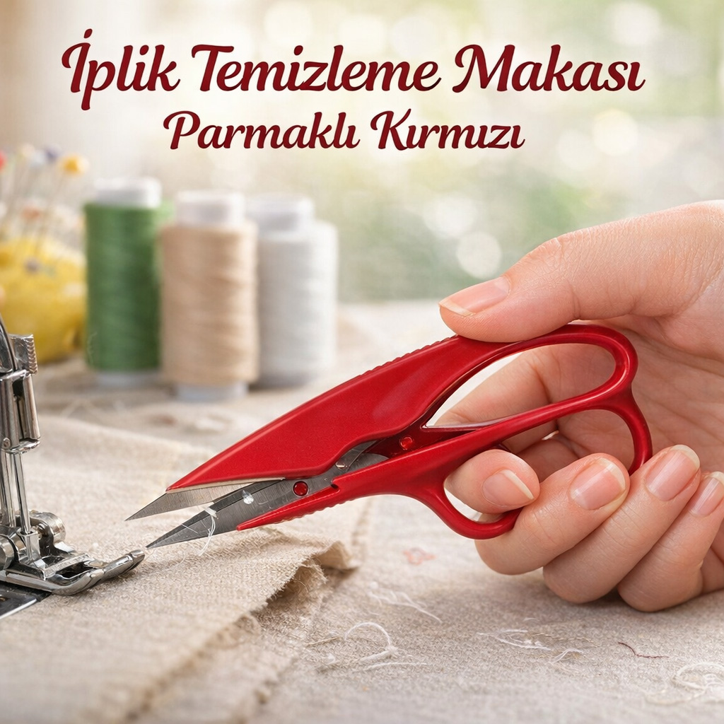  �plik Temizleme Makas� Parmakl� K�rm�z�