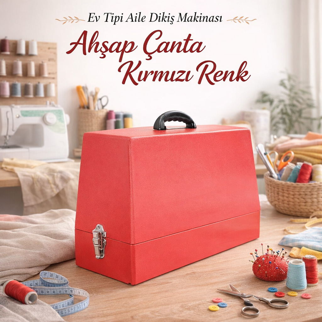 Ev Tipi Aile Diki� Makinas� Ah�ap �anta Mor Renk