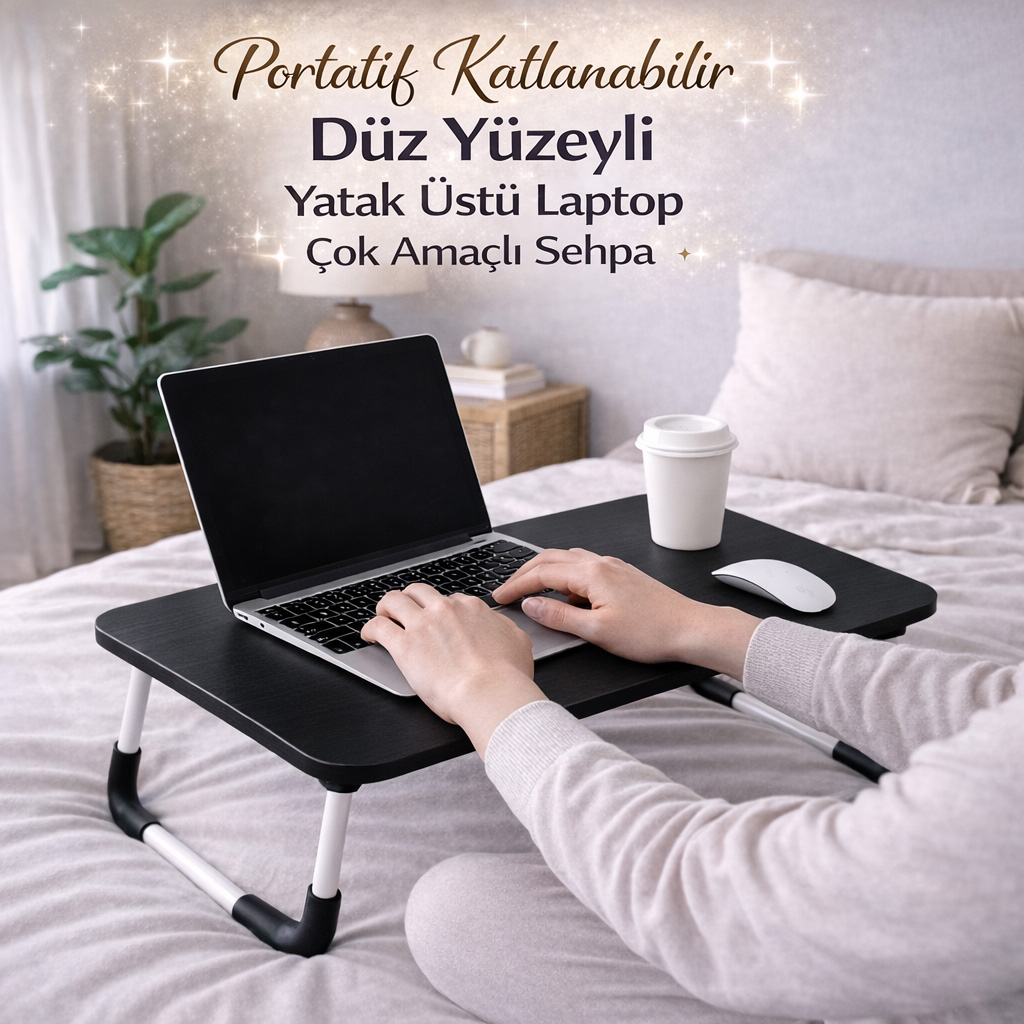 Portatif Katlanabilir D�z Y�zeyli Yatak �st� Laptop �ok Ama�l� Sehpa
