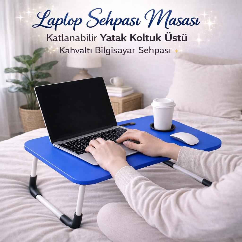 Laptop Sehpas� Masas� Katlanabilir Yatak Koltuk �st� Kahvalt� Bilgisayar Sehpas�