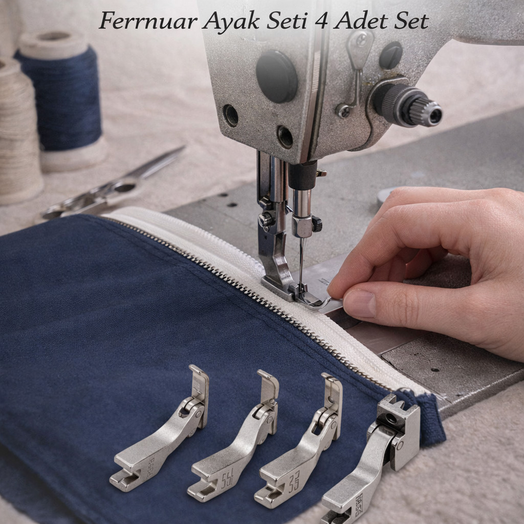 Sanayi Tipi D�z Diki� Makina Fermuar Ayak Seti 4 Adet Set