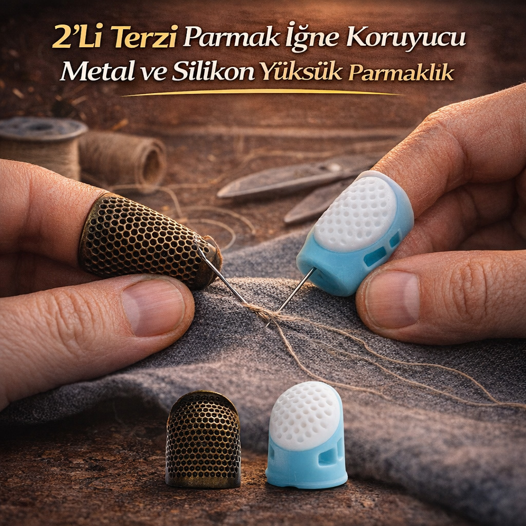 2 Li Terzi Parmak ��ne Koruyucu Metal Ve Silikon Y�ks�k Parmakl�k