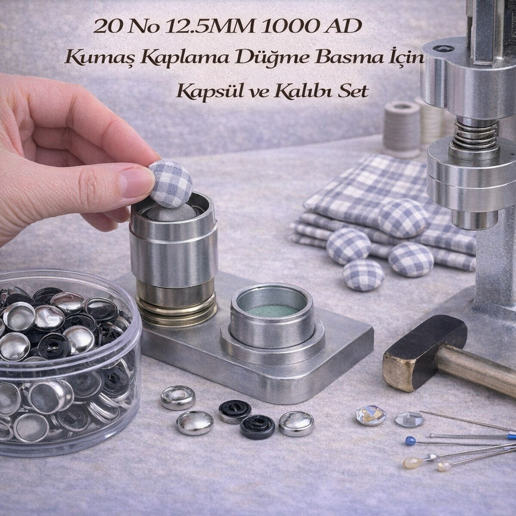 20 No 12.5MM 1000 AD Kuma� Kaplama D��me Basma I�in Kaps�l ve Kal�b� Set