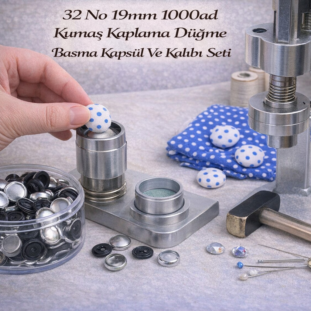 32 No 19mm 1000ad Kuma� Kaplama D��me Basma Kaps�l Ve Kal�b� Seti
