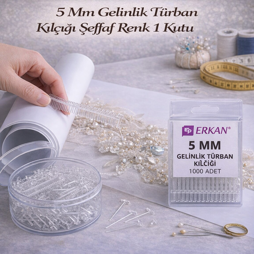 5 Mm Gelinlik T�rban K�l���� �effaf Renk 1 Kutu