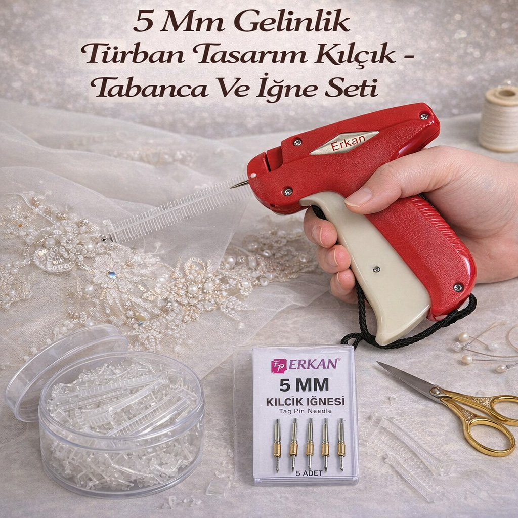 5 Mm Gelinlik T�rban Tasar�m K�l��k - Tabanca Ve I�ne Seti