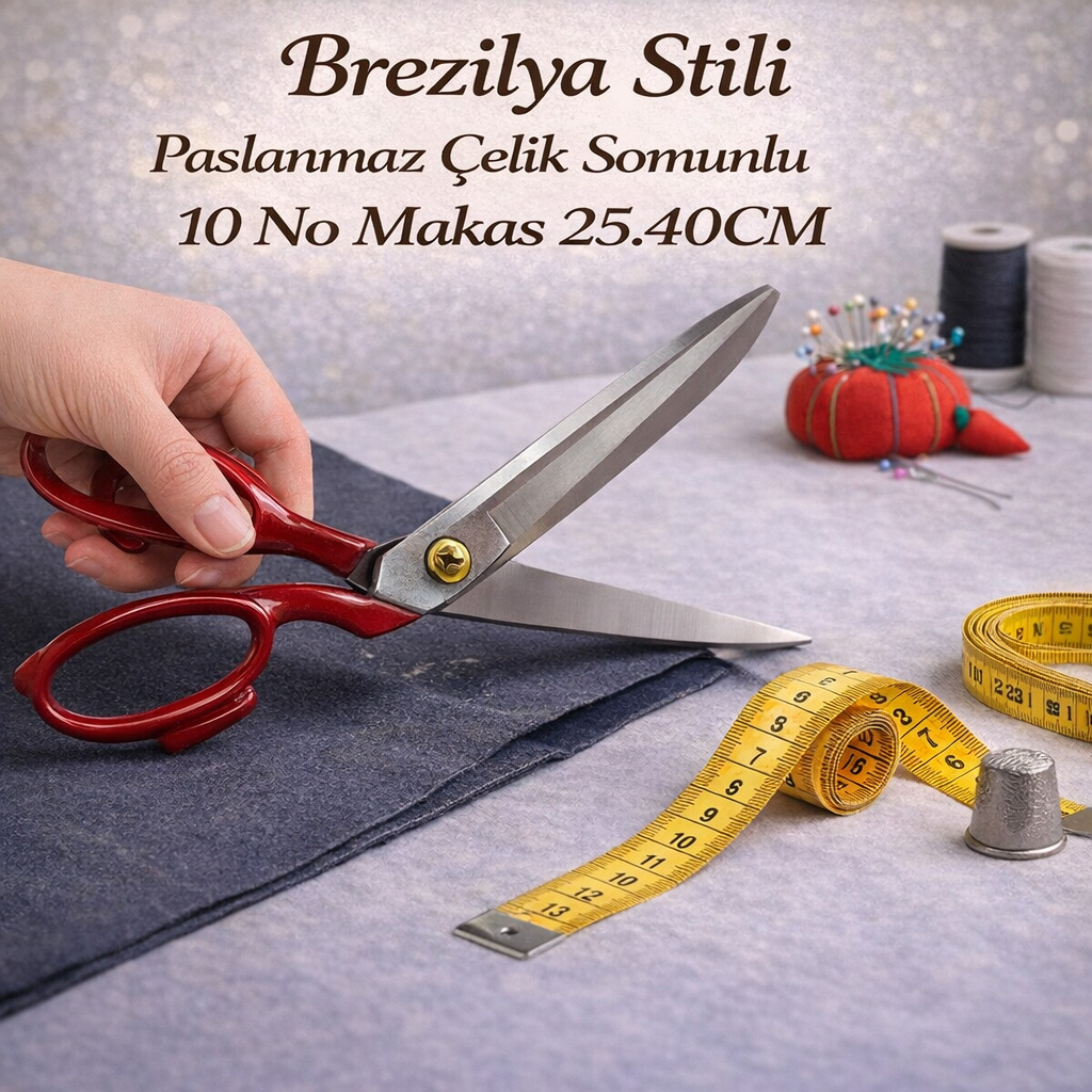 Brezilya Stili Paslanmaz �elik Somunlu 10 No Makas 25.40CM