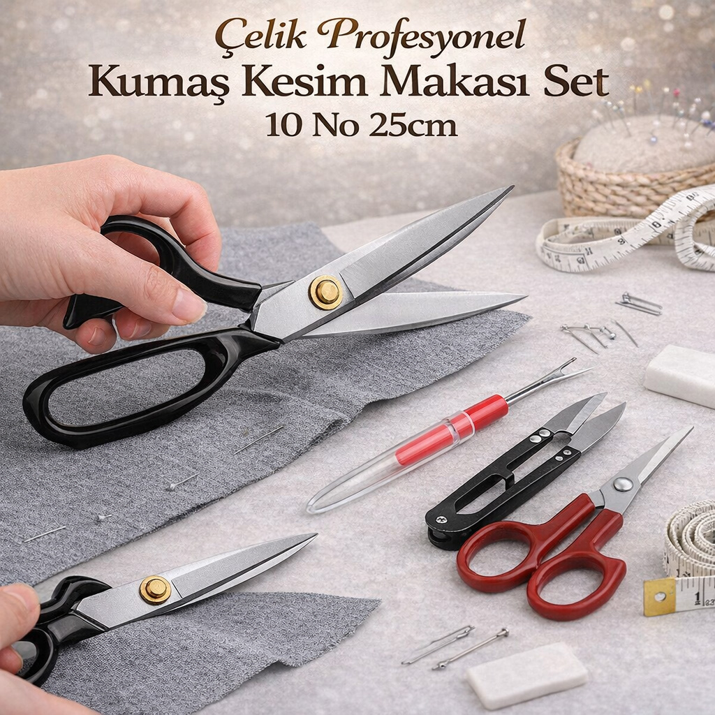 �elik Profesyonel Kuma� Kesim Makas� Set 10 No 25cm