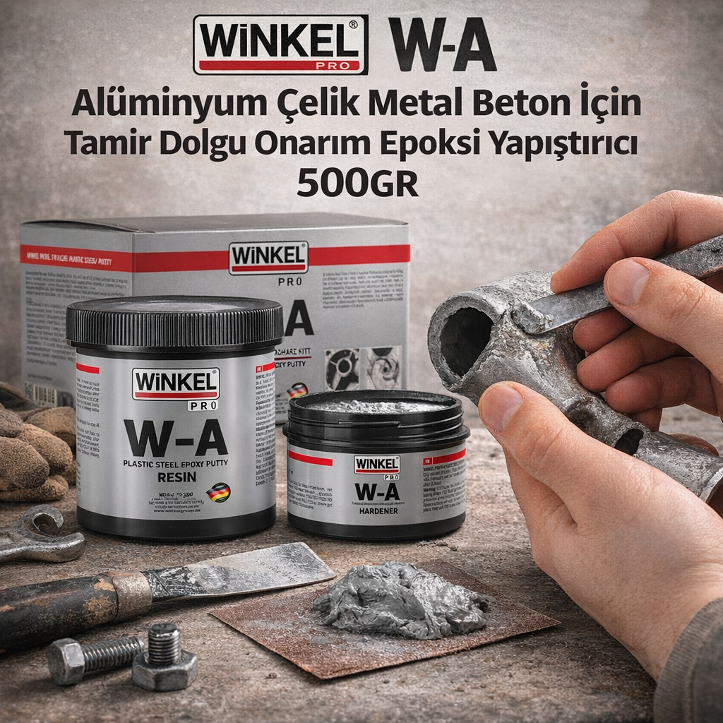 Winkel WA Al�minyum �elik Metal Beton ��in Tamir Dolgu Onar�m Epoksi Yap��t�r�c� 500GR