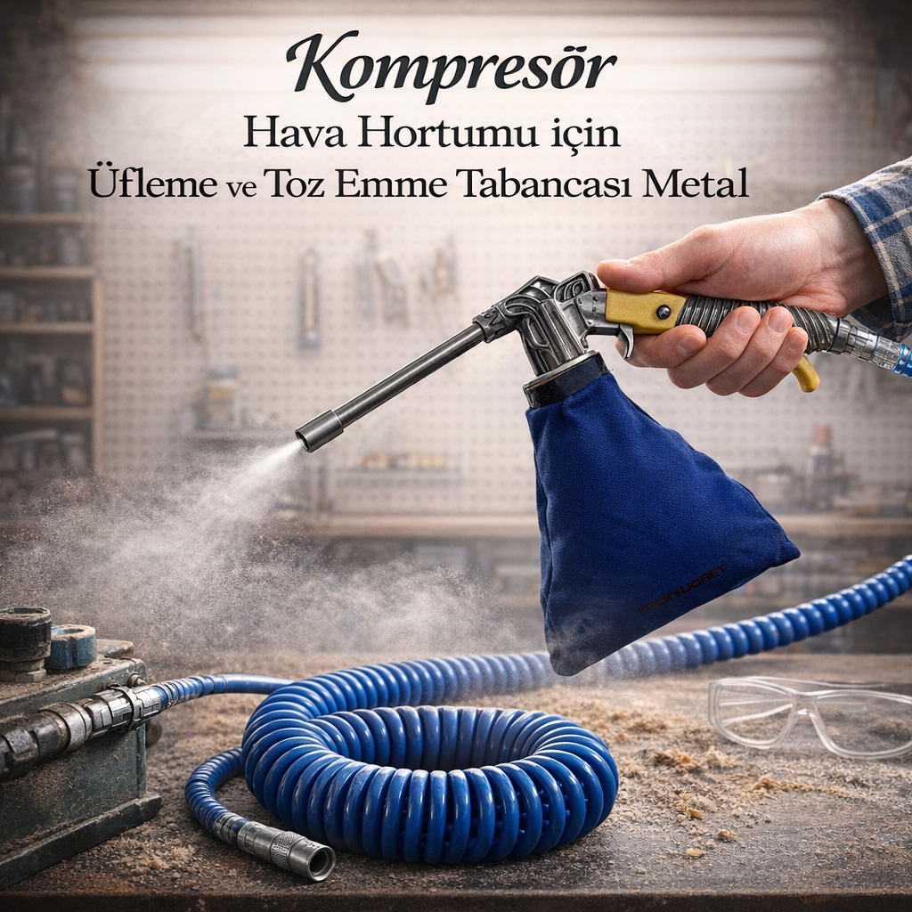 Kompres�r Hava Hortumu i�in �fleme ve Toz Emme Tabancas� Metal