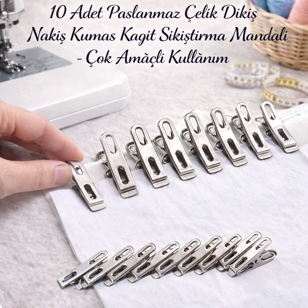 10 Adet Paslanmaz �elik Diki� Nak�� Kuma� Ka��t S�k��t�rma Mandal�