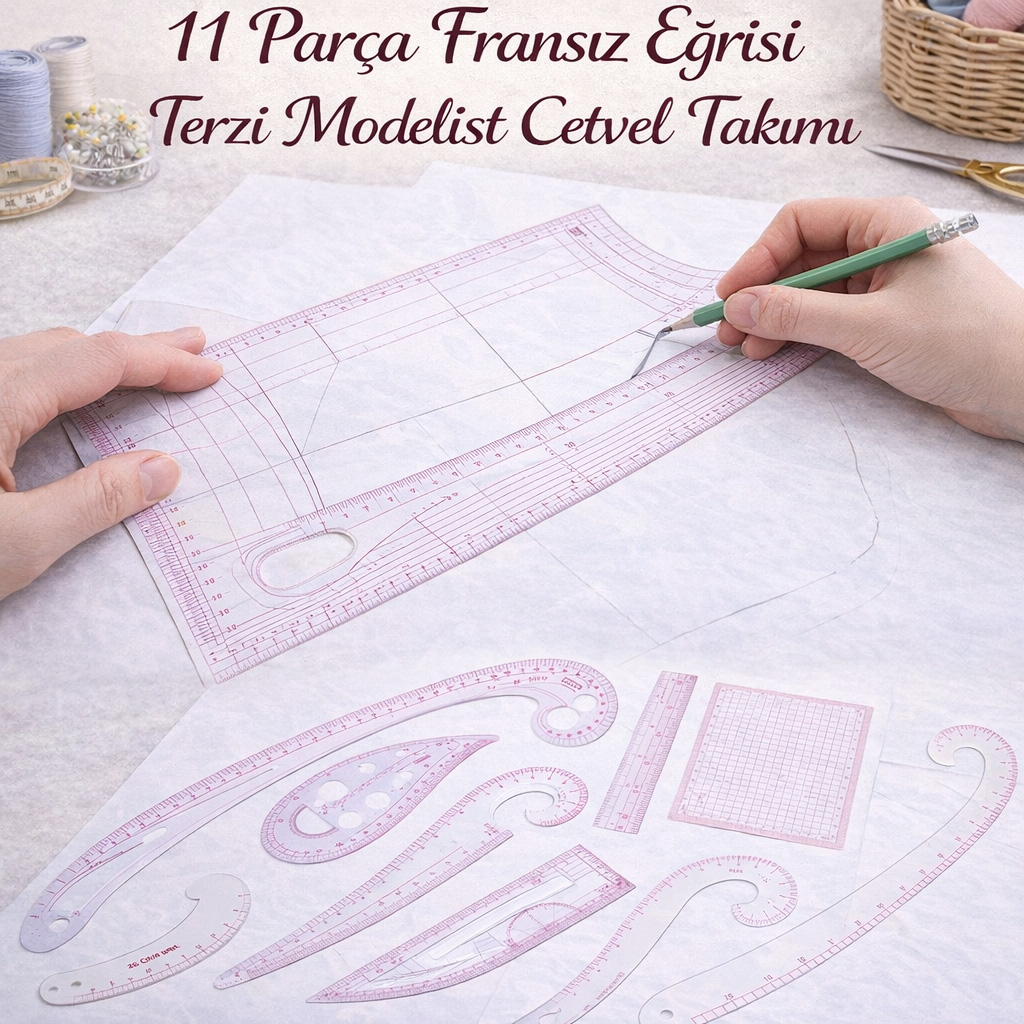 11 Par�a Frans�z E�risi Terzi Modelist Cetvel Tak�m�