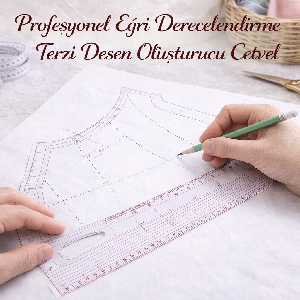 Profesyonel E�ri Derecelendirme Terzi Desen Olu�turucu Cetvel