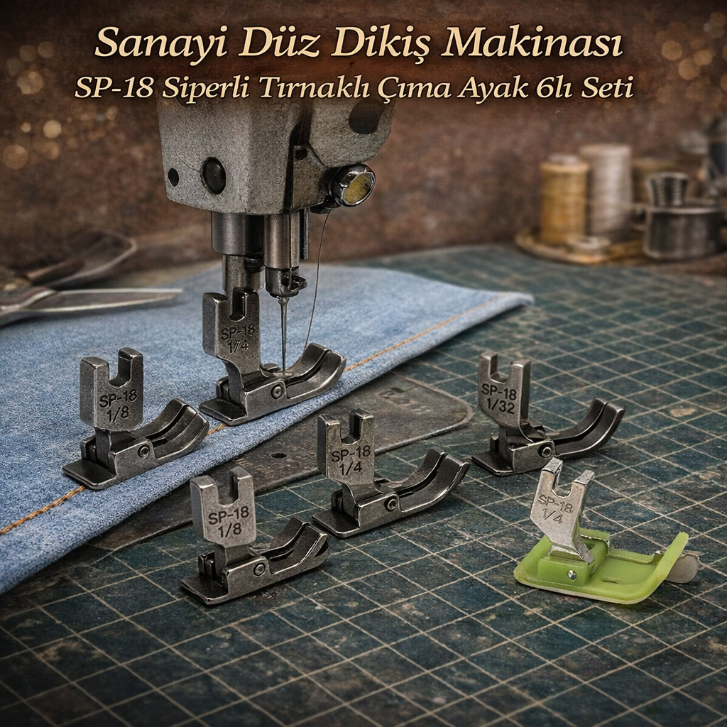 Sanayi D�z Diki� Makinas� SP-18 Siperli T�rnakl� ��ma Ayak 6l� Seti