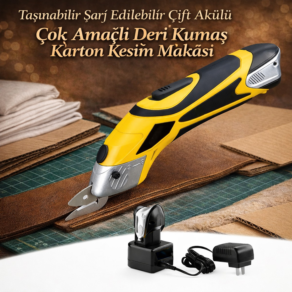 Ta��nabilir �arj Edilebilir �ift Ak�l� �ok Ama�l� Deri Kuma� Karton Kesim Makas�