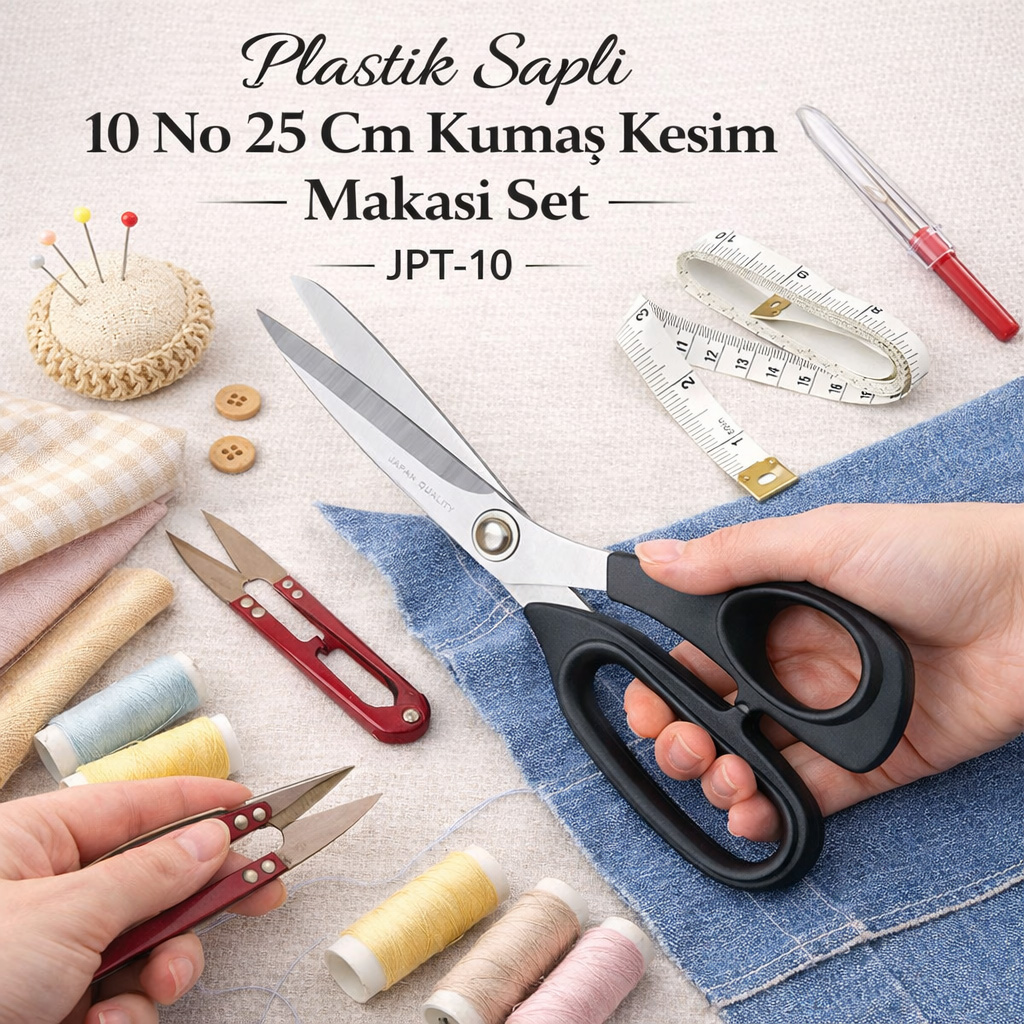 Plastik Sapl� 10 No 25 Cm Kuma� Kesim Makas� Set JPT-10
