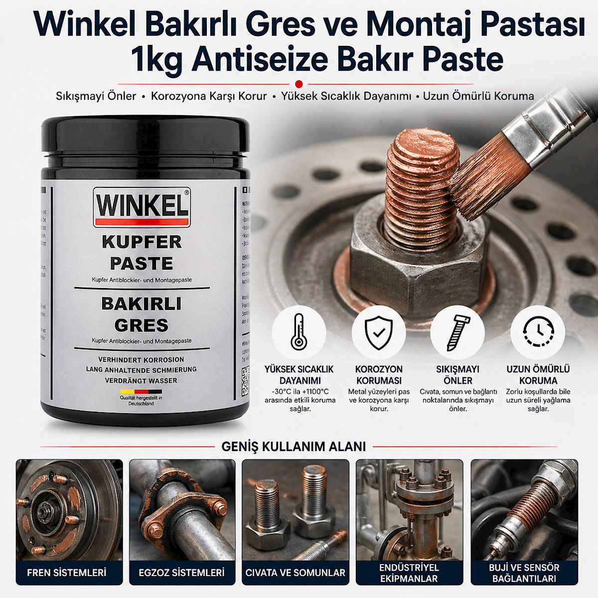 Winkel Bak�rl� Gres ve Montaj Pastas� 1kg Antiseize Bak�r Paste