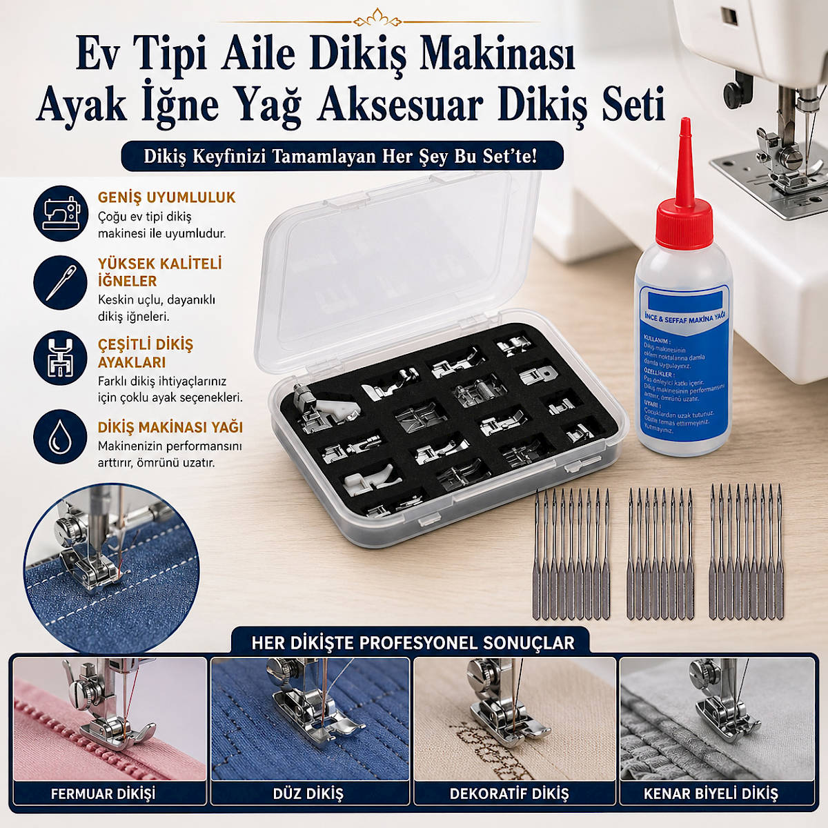 Ev Tipi Aile Diki� Makinas� Ayak ��ne Ya� Aksesuar Diki� Seti