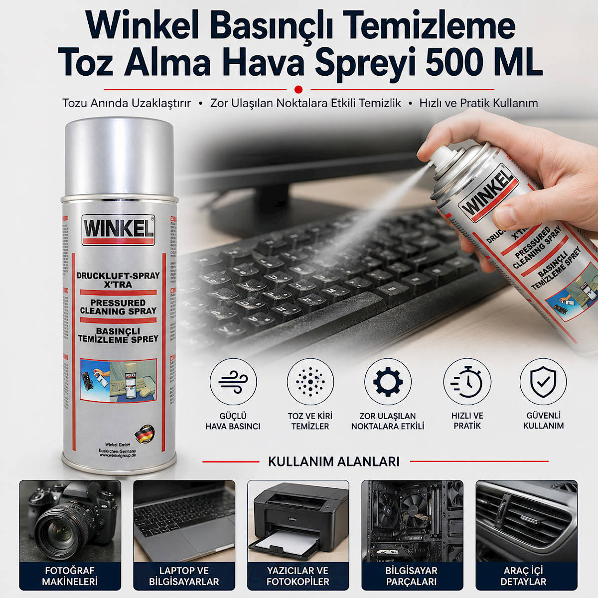 Winkel Bas�n�l� Temizleme Toz Alma Hava Spreyi 500 ML