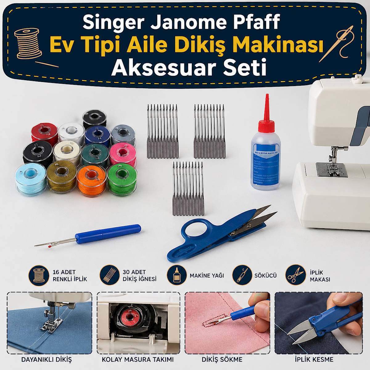 Singer Janome Pfaff Ev Tipi Aile Diki� Makinas� Aksesuar Seti